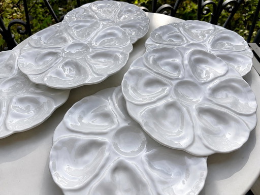 6 Assiettes à Huîtres Majolique – servies, Ceramic (photo 2 of 15)