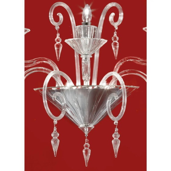 Image 1 of Aplique de pared veneciano imperial “Rigadin” de cristal de Murano en cristal transparente.