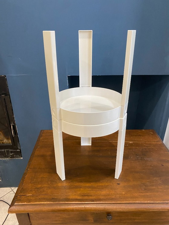 Paire De Tables Basse Appoint Chevet Gigogne Ronde Marc Held Pour Prisunic 1970 – Plastic (photo 8 of 15)