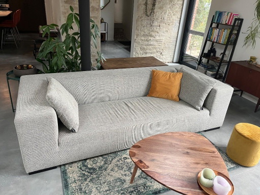 Koozo David Sofá de diseño 3 plazas – Gris jaspeado (incl. 2 cojines)