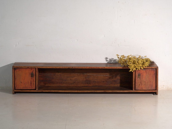 Meuble bas ancien en orme, Chine, vers 1900, Vaisseliers, Laiton, Bois, Marron, Rustic (photo 40 sur 40)