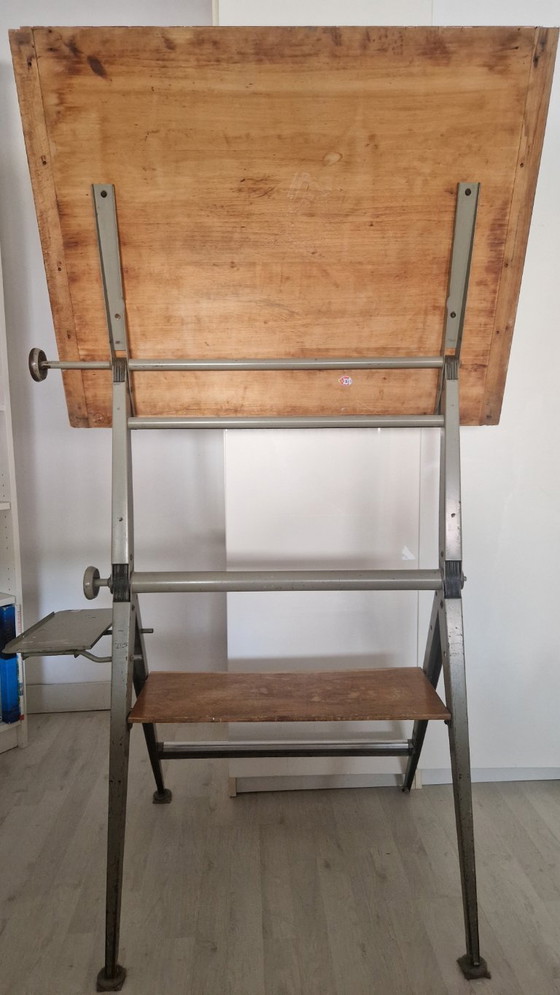 Image 1 of Original Vintage “Reply” Drafting Table – Friso Kramer & Wim Rietveld for Ahrend de Cirkel (Early Model 1950s) – Super Complete