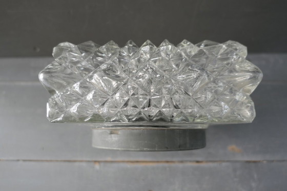 Vintage Glass Ceiling light / Wall lamp pressed glass flower – Metal (photo 11 of 13)