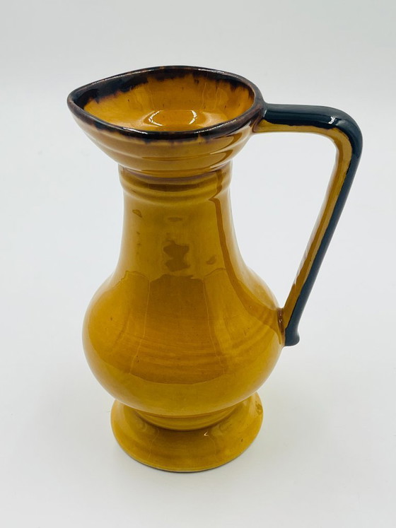 Image 1 of Pair of Vintage Coulobres Ochre Ceramic Vases