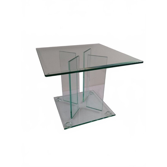Image 1 of Table d'appoint postmoderne tout en verre des années 80 (style Leon Rosen / Peter Ghyczy)