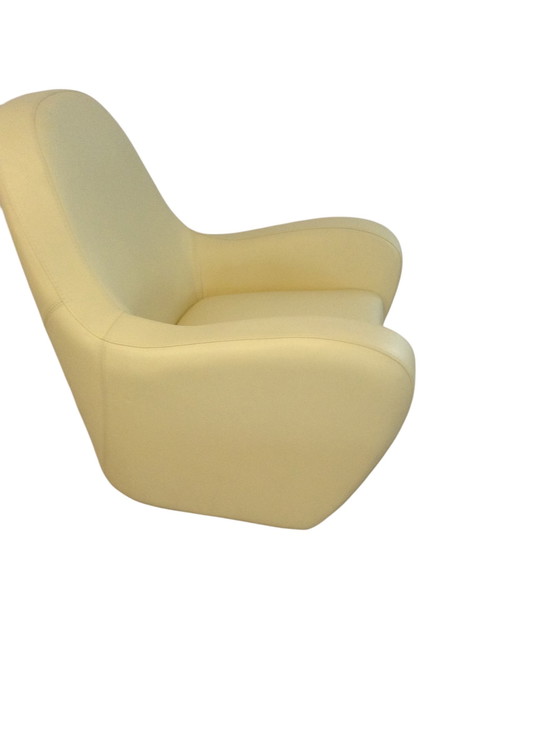 Image 1 of Fauteuil vintage Calia Italia Design en cuir jaune