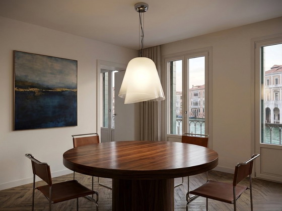 Image 1 of 1970s Murano glass "Giglio" double dome pendant lamp by LAMPERTI