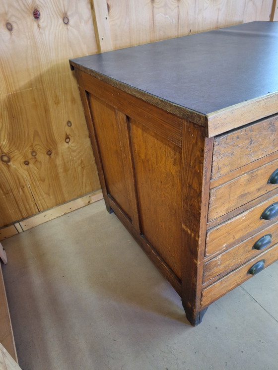 Image 1 of Armadio per la carta / gabinetto da disegno in legno d'epoca