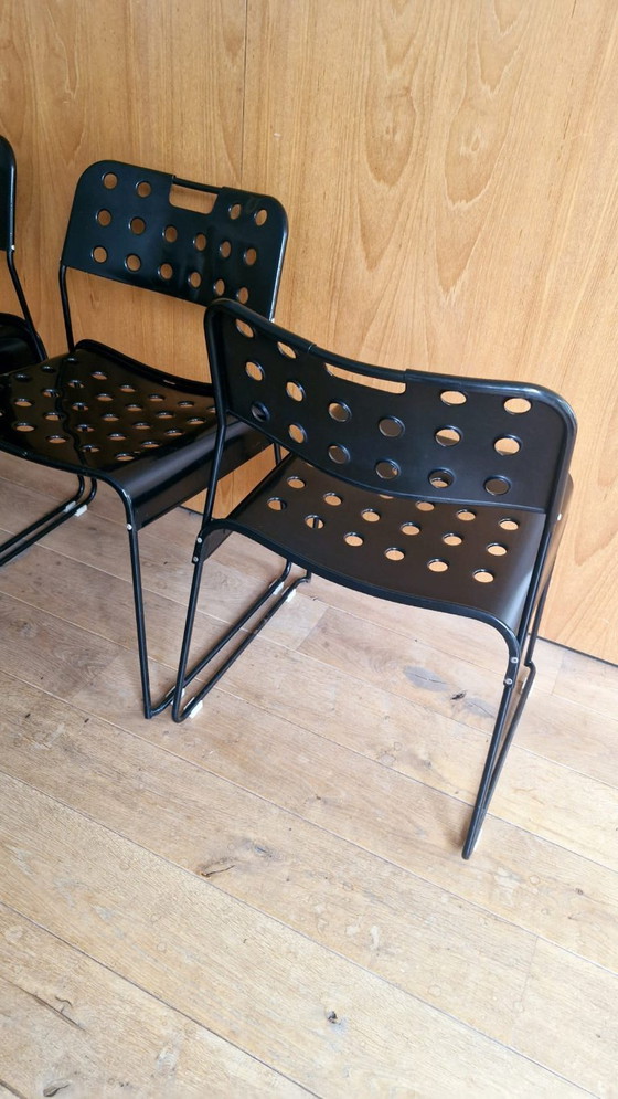 4 Original Vintage Black Omstak Chairs by Rodney Kinsman (Black Frame) – Bieffeplast, Dining chairs, Metal (photo 16 of 21)