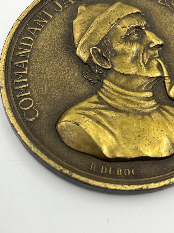 Kommandant Jacques-Yves Cousteau Medaille von R. Duboc, Robert Laffont, Dekorative Objekte, Bronze, Gold (Foto 3 von 9)