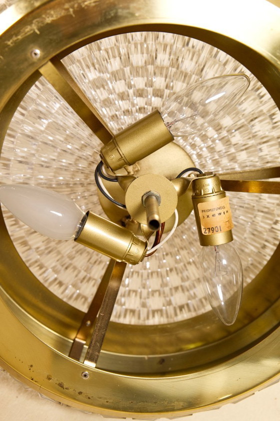 Image 1 of Lampada a sospensione Vitrika 'Prizmpendel' in ottone e vetro pressato