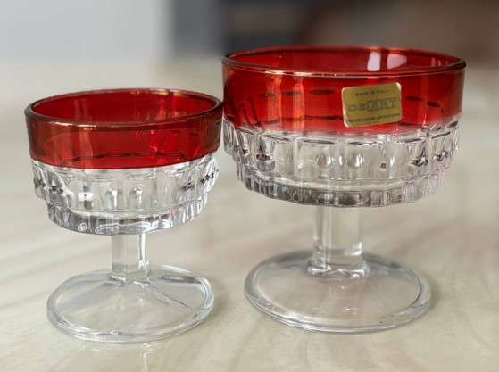 Servicio De 12 Coupes Cristal Et Verre Rubis - De Art Italie – Arte en vidrio, Crystal (photo 3 of 5)