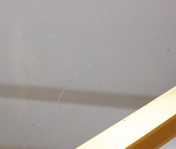 Image 1 of Elegant Hollywood Regency Minimalistic Solid Brass Side Tables with Smokey Glass Top by Vereinigte Werkstätten. Set of 2. 1970s.