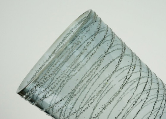 Image 1 of Elegante jarrón de cristal moderno de mediados de siglo con decoración de hilo, años 60 y 70.