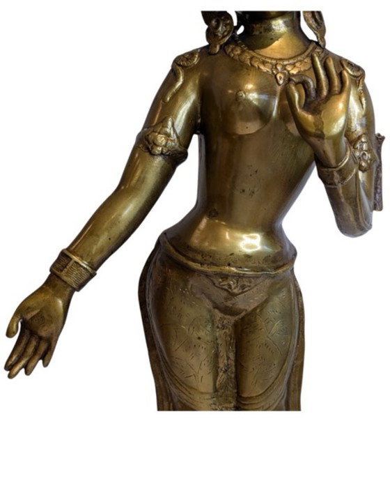 Tara debout monumentale népalaise en bronze doré au feu – XVIIIe/début XIXe siècle - 089 – Sculptures, Gold (photo 12 of 17)