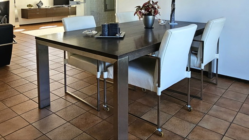 Bert Plantagie table with 4 leather chairs