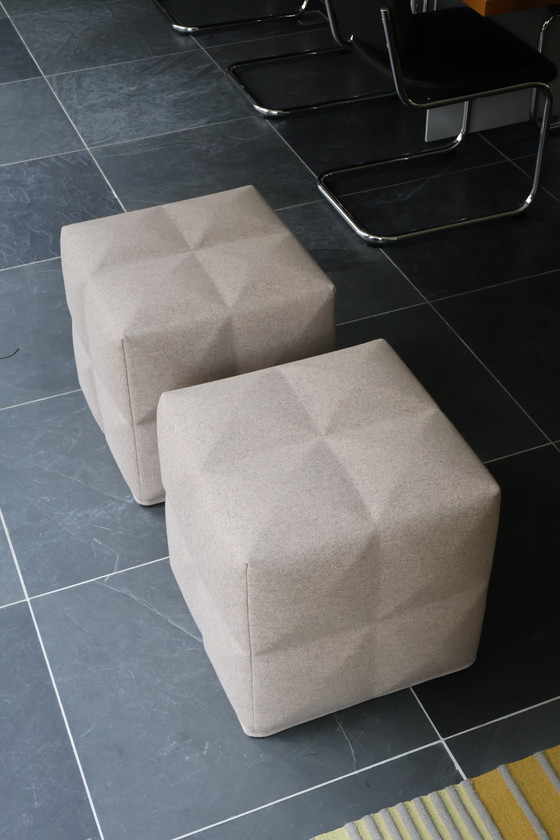 Image 1 of 3 Acoustic poufs - Pouffe Cube Solo 4SQ AS Fabric "Kiezel 7"