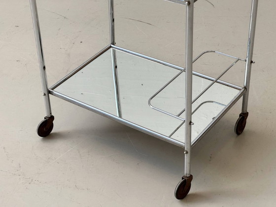 Image 1 of French Art Deco bar trolley with removable oil lamps, 1940s