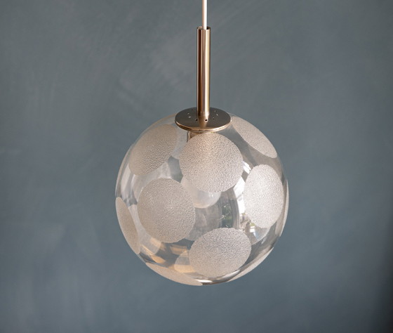 Image 1 of Vintage Doria Pendant Lamp Glass Globe With Dots