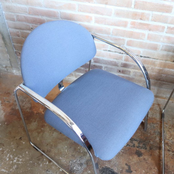 Image 1 of Vintage postmodern armchairs chrome blue lilac