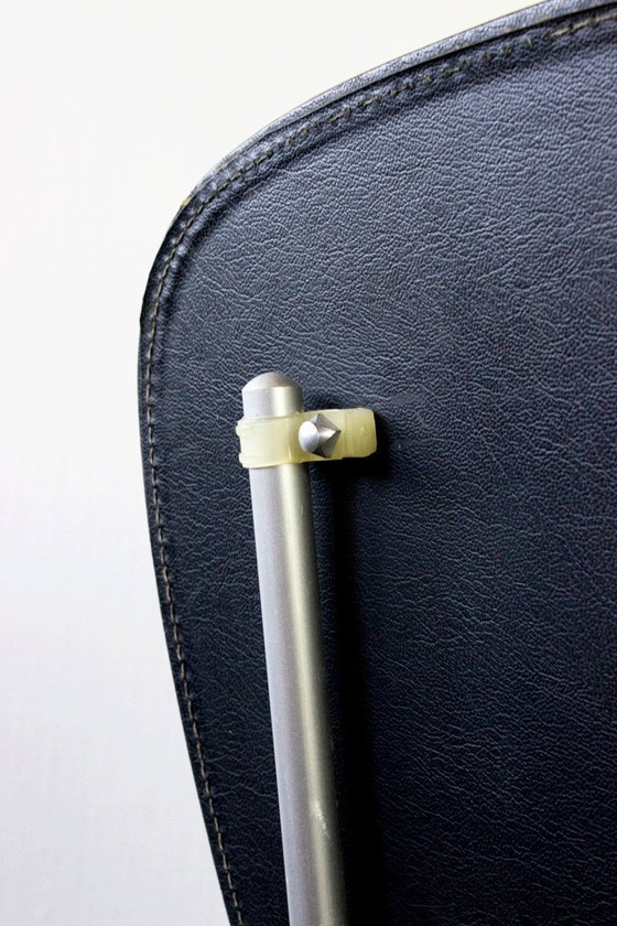 Image 1 of 5 x Aluflex Armin Wirth Black Skai Chairs 1950s