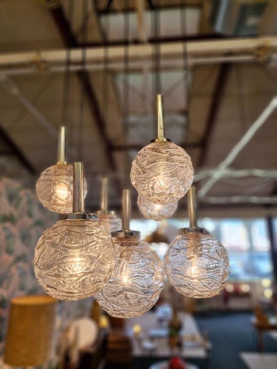 Image 1 of Lampadario vintage anni '70 cromato con 7 sfere di vetro