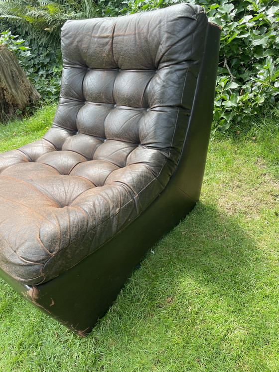 Image 1 of Modulaire fauteuil/element jaren ‘70 bruin leer 