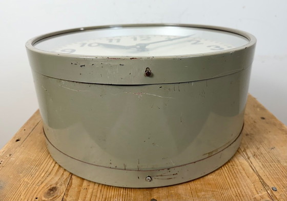 Image 1 of Large Industrial Double Sided Railway or Factory Clock from Pragotron, 1960s