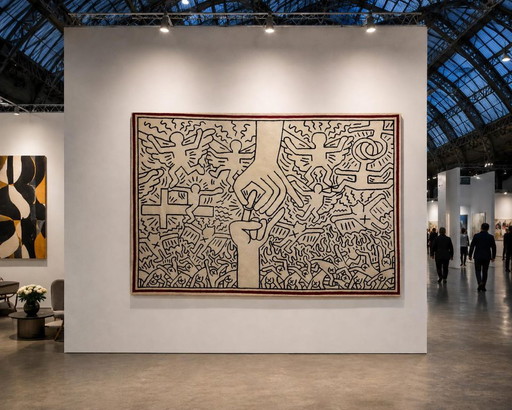 Tappeto Keith Haring "Il matrimonio del cielo e dell'inferno" - Edizione limitata 3/8 in lana e cotone