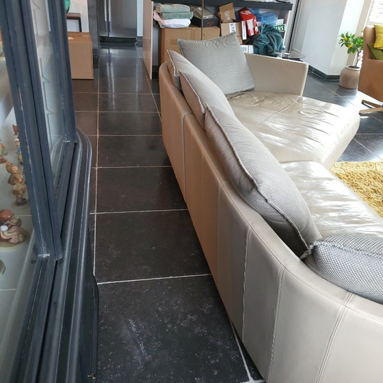 Image 1 of Rolf Benz "Onda" wooneiland taupe leder met losse rug kussens