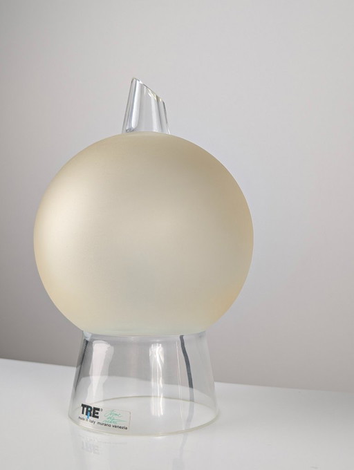 Murano Glass Table Lamp by Itre, Geometric Cone and Frosted Sphere, Venice 1980s – tafellampen (photo 2 of 7)