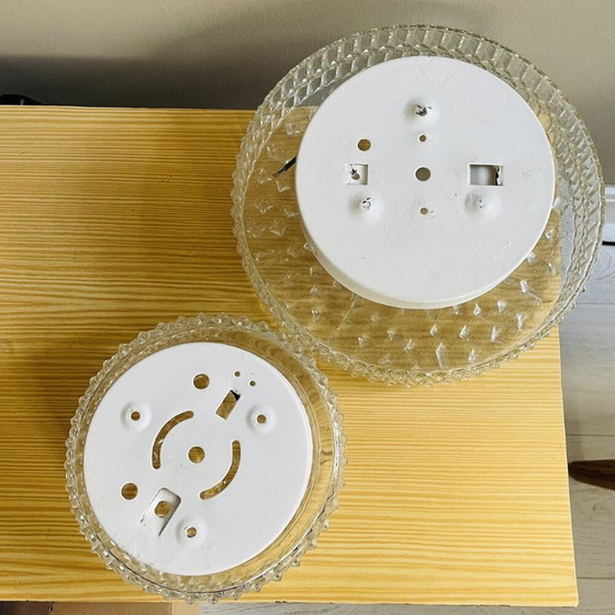 Image 1 of Lámparas de techo o pared empotradas con cristales redondos y clavos, década de 1990, juego de 2