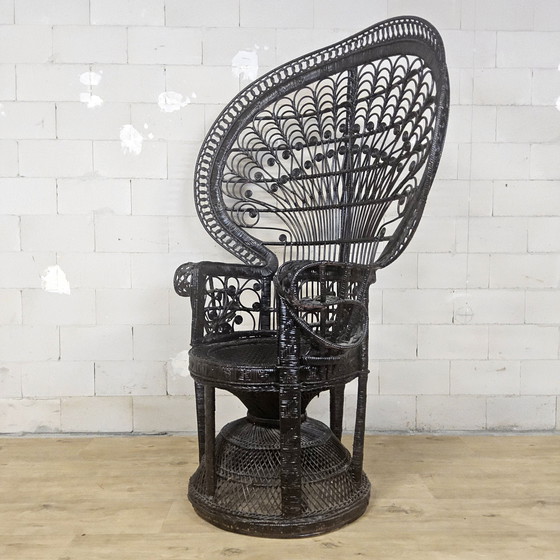 Image 1 of Chaise Paon Vintage en Rotin Emmanuelle / Chaise Paon (H147)