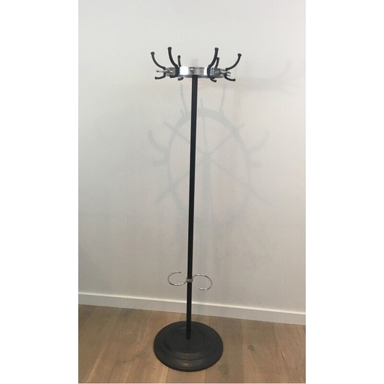 Image 1 of Vintage coat rack in black lacquer and chrome, 1950