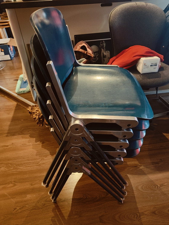 Image 1 of 5 stuks blauw/groen houten Castelli DSC 106 Stoelen Stapelbaar.