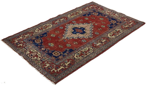 Tappeto turco vintage Oushak 218 × 131 cm – Tappeto in lana con medaglione color terracotta – Tappeti, Wool (photo 8 of 10)