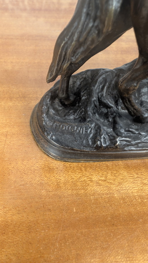 Jules Moigniez (1835-1894) Bronze horse with stump proof signed on the terrace 19th century