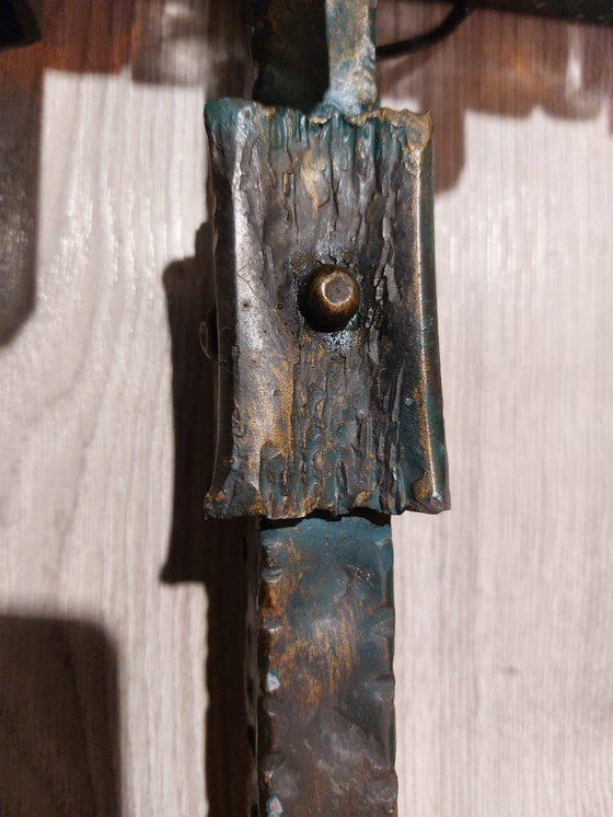 Image 1 of Een paar brutalistische wandlampen van Murano-glas uit de jaren 1960.