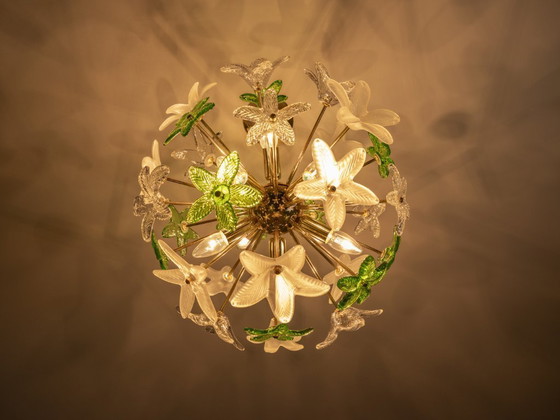 Image 1 of Sculptural Floral Glass Chandelier, Czechoslovakia, 1970s–1980s
