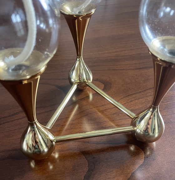 Image 1 of Lámpara de aceite de latón de Freddie Andersen, Alemania, 1970, "Clear Drops", 3 velas.