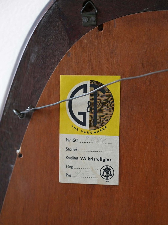 Image 1 of Scandinavian vintage mirror with curved mahogany frame