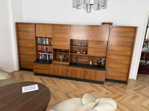 Vintage 4-delige wandkast voor de woonkamer uit het midden van de 20e eeuw, teak/walnoot, jaren 60/70, bar