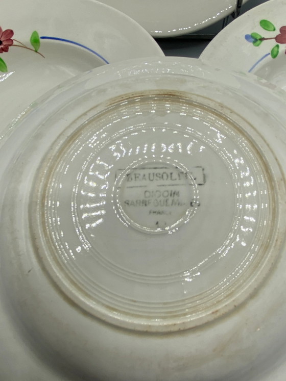 4 Digoin & Sarreguemines Soup Plates – Beau Soleil Pattern – Floral Design – 23 cm – Decorative Objects (photo 4 of 5)