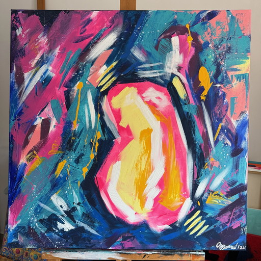 Genesis – Birth of Form | Abstract Figurative Expression | Original Acrylic Painting | 70×70 cm |