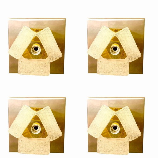 Albano Poli by Poliarte wall lighting XXL 4 glass murano , Italy 1970