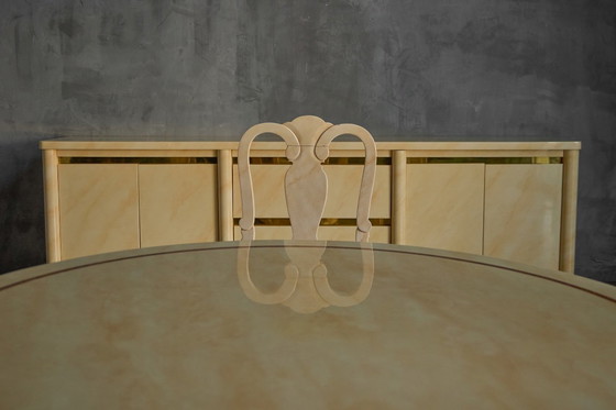 Image 1 of Faux-Marble Lacquered Table by Jean Claude Mahey, France, 1970s