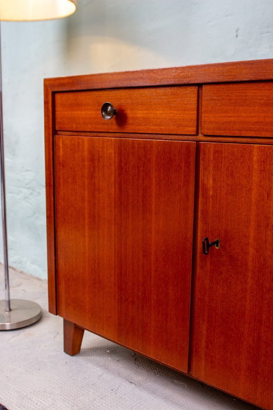 Image 1 of Vintage chest of drawers sideboard pattern ring teak nut mid century 60s