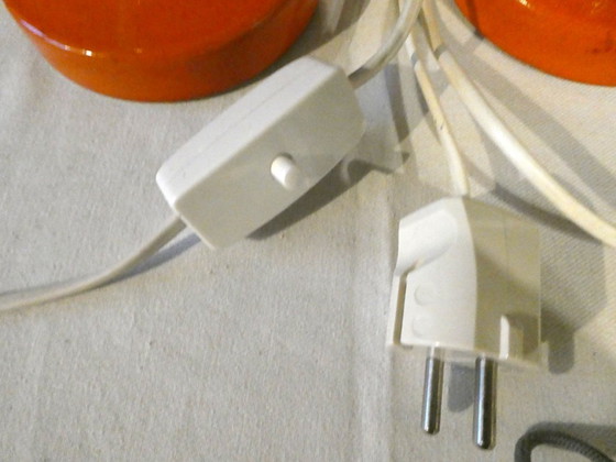 Image 1 of 2 lampes de table, Allemagne, SpaceAge, années 60-70, céramique, verre ballon