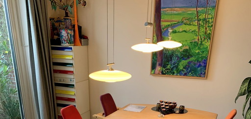 Design hanglamp ´Snake´, 3 kappen, alu & glas, inkoop €1500+