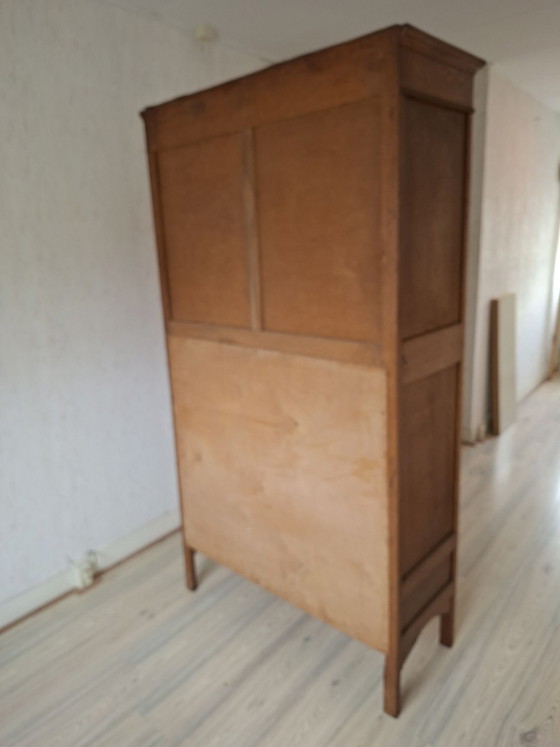 Armadio antico in rovere con intagli ornamentali, Mobili contenitori, Legno, Ottone, Marrone (foto 2 di 5)
